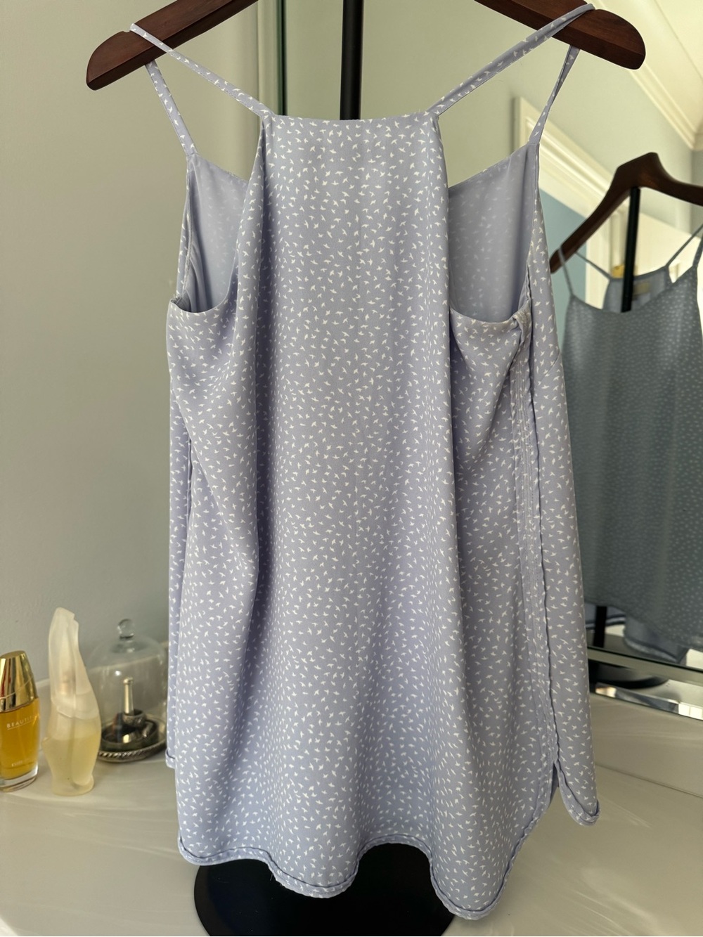 LOFT Pale Blue camisoles with White Micro Print - Picture 2 of 9